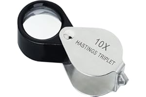 LANDTEK Hastings Triplet Loupe 10X Jeweler's Loupe with 16mm Triplet Lens Foldable Tiny Loupe Magnifier Gemstone Magnifying Tool with Cloth Bag for Jewelry, Diamond, Coins, Watches and Stamps