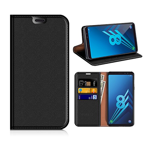 Samsung Galaxy A8 2018 Wallet Case, Mobesv Samsung A8 2018 Leather Case/Phone Flip Book Cover/Viewing Stand/Card Holder for Samsung Galaxy A8 (2018), Black