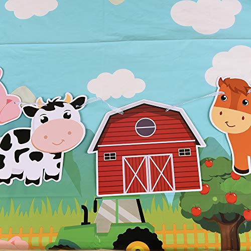 image for WERNNSAI Farm Animals Birthday Banner - Happy Birthday Banner with Tra