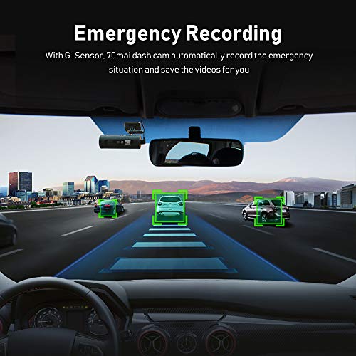 70mai Smart Dash Cam 1S Wi-Fi with 1080P Full HD 1/2.9 Inch Sony CMOS 130° Wide Angle Emergency Recording, APP Control Dashboard, Car Camera Recorder with Night Vision, G-Sensor