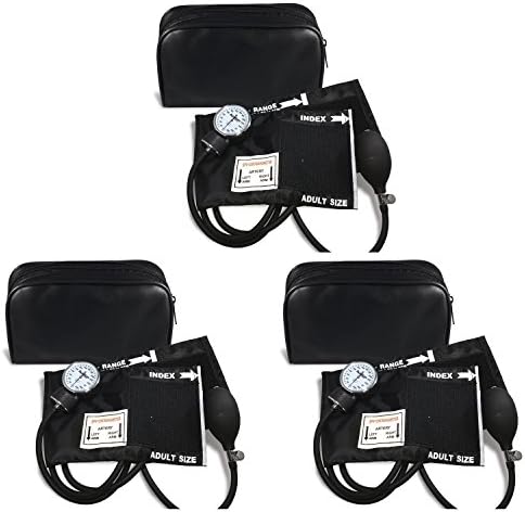 Auxilium Medical High Blood Pressure Monitor Machine - Essential Medical Supplies for Doctors or Nurses - Adult Size Black Kit with Manual Cuff
