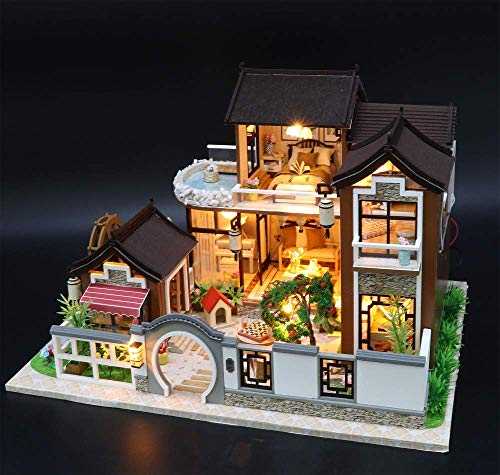 image for Kisoy Miniature DIY Dollhouse Kit with Furniture Accessories Creative 