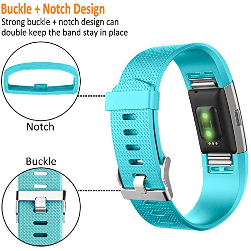 Wepro Replacement Bands for Fitbit Charge 2, 3-Pack Fitbit Charge2 Wristbands, Small, Teal, Champagne, White - Thumbnail 3