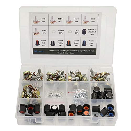 Didamx 50Pcs B5K B10K B20K B50K B100K Ohm Knurled Shaft Single Linear