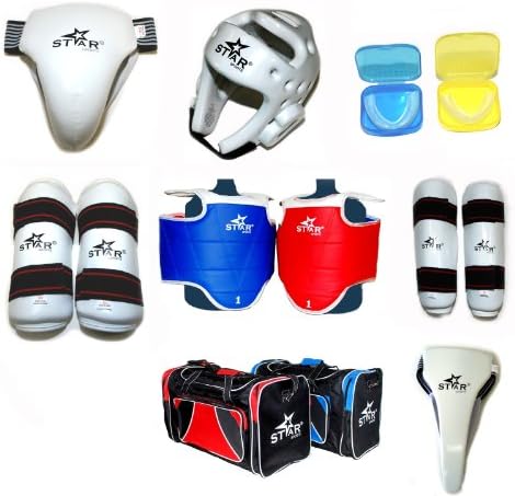 One set Star Sports WTF Taekwondo Sparring Gear Protectors Guards Complete one Set