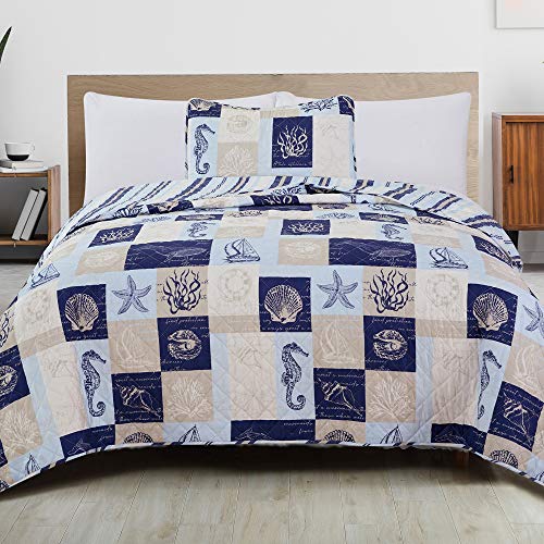 Great Bay Home 2Piece Twin Reversible Lightweight Nautical Quilt