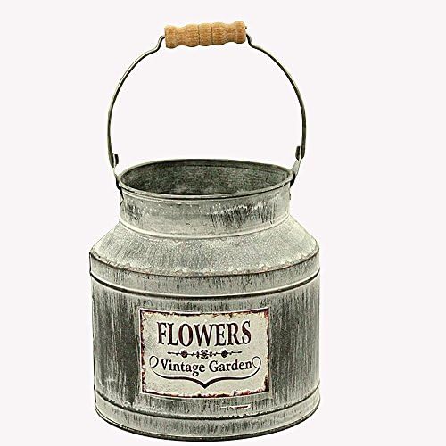 Corldif Handmade Old Fashion Metal Country Rustic Jug Milk Can Vase Home Decor (L)