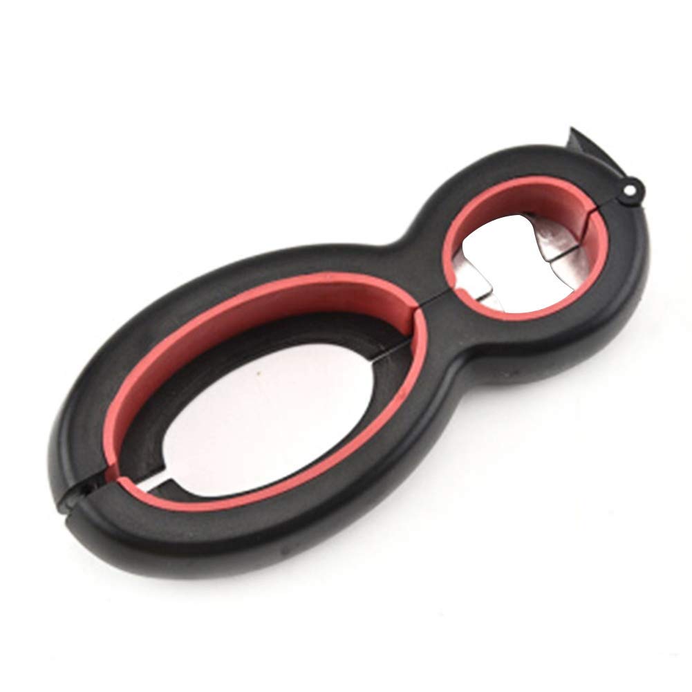 AAVBR Bottle Opener 6 In 1 Screw Cap Manual Gadget Household Portable Wrench Jam Twist Gripper Easy Open Kitchen Supplies Multi-functional Bar Tool(Dark+Red)