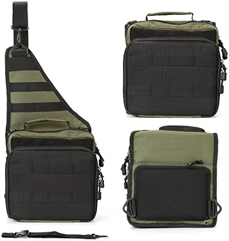 BLISSWILL Sports Shoulder Bag Outdoor Multifunctional Fishing Tackle Bag Water-Resistant sided Shoulder Carry Strap Storage Sling Bag (Army Green)