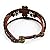 November's Chopin Unique Metal Button Ring Braided Leather Adjustable Wrap Bracelet