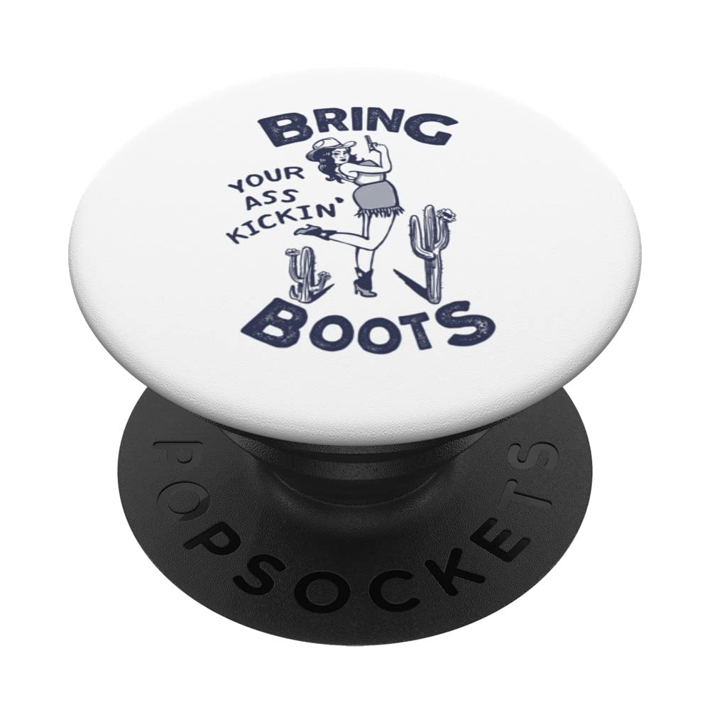 Vintage Western Cowgirl Pinup: Kick Ass Texas Horse Rodeo PopSockets Swappable PopGrip