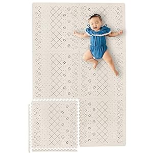 Yay Mats Stylish Extra Large Baby Play Mat. Soft, Thick, Non-Toxic Foam Covers 6 ft x 4 ft. Expandable Tiles with Edges…
