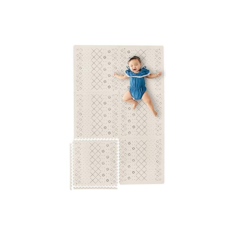 Yay Mats Stylish Extra Large Baby Play Mat. Soft, Thick, Non-Toxic Foam Covers 6 ft x 4 ft. Expandable Tiles with Edges…