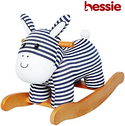 Hessie Modern Plush Rocking Horse with Soft Cute Stuffed Animal, Indoor Ride On Toys Rockers for Toddlers Kids Little Boys & Girls (6-36 Months) - Padded Stripe Donkey