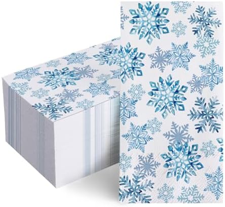 Livcoz 100 PCS Winter Blue Snowflake Disposable Paper Napkins ...