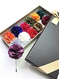 Unibuy Men's Lapel Pin Set with Handmade Flower Boutonniere For Suit (Gift Box Of 12)