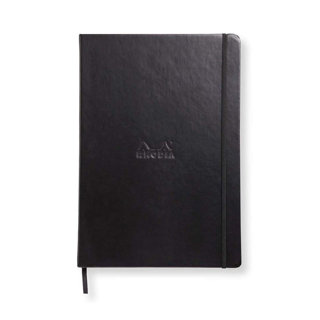 RHODIA 118369C - Rigid Notebook Webnotebook Black - A4 - Lined - 192 pages - Clairefontaine Ivory Paper 90 g/m - Bookmark, Elastic Closure - Faux Leather Cover