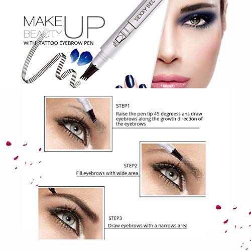 Tattoo Pen Microblading Eyebrow Pencil(4 Pack 4 colour), Smudge-Proof Ink Gel Tint with Four Tips, Natural Hair-Like, Tint Dye Cream for Eyes Makeup