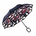 Newsight Reverse Umbrella, Double Layer Inverted Umbrella Upside Down, Self Stand, C Shape Handle, Inverse Inside Out Folding for Car, Windproof, Waterproof, Sun Protective (Bella Flower)