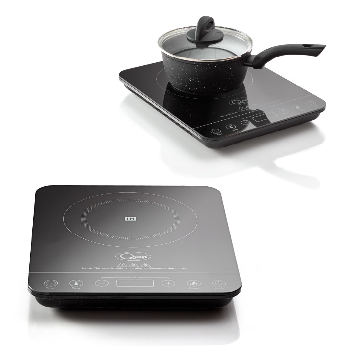 Quest 35839 Single Digital Induction Hob & Hot Plate / 10 Temperature Settings From 60-240°C/Touch Control with LED Display/Automatic Overheat Protection / 2000W