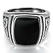 INBLUE Men's Stainless Steel Enamel Ring Silver Tone Black Celtic Knot Signet Triquetra Size10