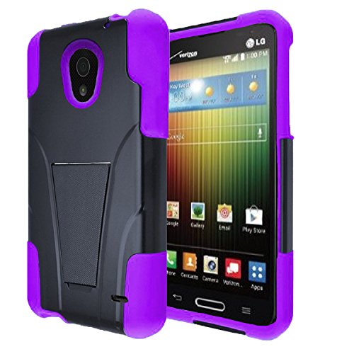 LG Lucid 3 Case, StarShop8482; LG Lucid 3 VS876 Premium Durable Rugged Shell Hybrid Protective Phone Case Cover with Built in Kickstand Purple