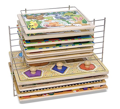 Melissa & Doug Deluxe Metal Wire Puzzle Storage Rack for 12 Small and Large Puzzles