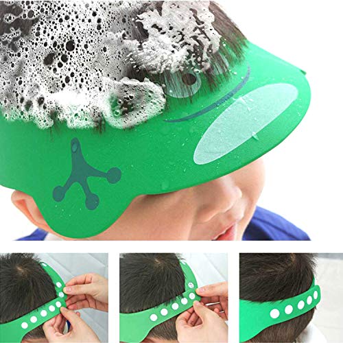 SUNTRADE Adjustable Visor Cartoon Shampoo Shower Bathing Protection Cap for Toddler, Baby, Kids, Children, Set of 3 - Thumbnail 5