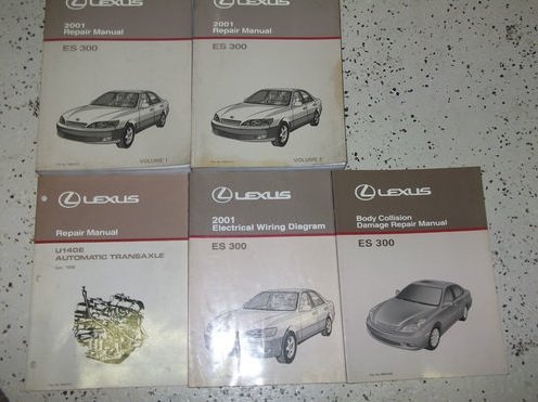 2001 Lexus ES300 ES 300 Service Shop Repair Manual SET FACTORY OEM DEALERSHIP (2 VOLUME SET, Electrical Wiring Diagram Manual,Body Collision Damage Repair Manual, and the U140E Automatic Transmission Manual)