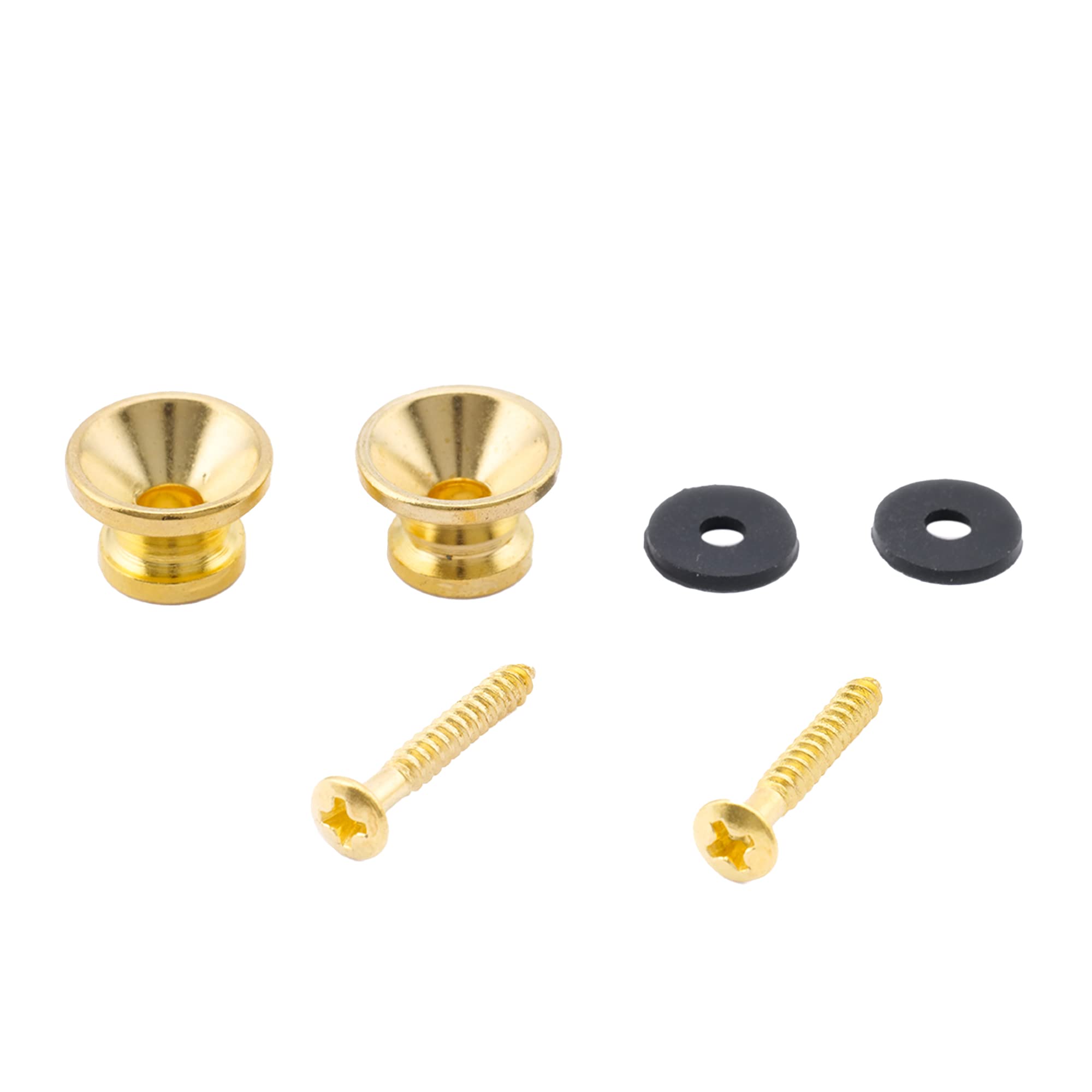 Musiclily Metal Strap Buttons End Pins with Mounting Screws for Electric Acoustic Guitar Bass Ukulele,Gold (Set of 2)