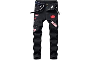 AITITIA Men's Ripped Regular Fit Jeans