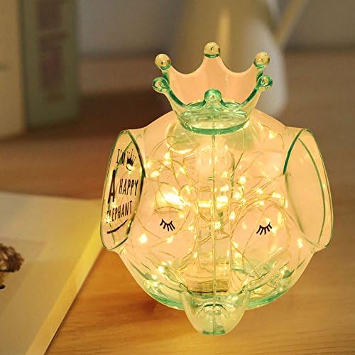 LED Light, 50 Light Bulb Battery String Light with Elephant Piggy Bank Transparent Blue Mason Jar Light - Warm Color for Garden, Holiday, Valentine's Day