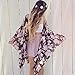 METFIT Women Boho Floral Chiffon Loose Shawl Kimono Cardigan Cover up Blouse (L, Floral)