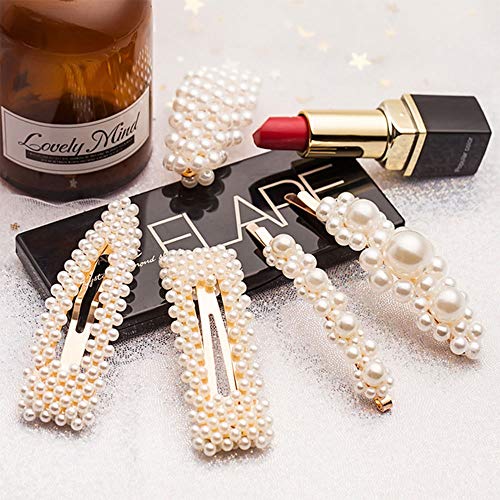 MJartoria 10 Pcs Pearls Hair Clips for Women Girls for Birthday Metal Bobby Pins Bling Hairpins Headwear Barrette Styling Tools Accessories (White, Alloy)