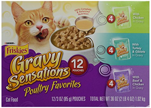 UPC 050000100491, Friskies Poultry Favorites Cat Food, Variety Pack, 12 Pouches, 3 oz each