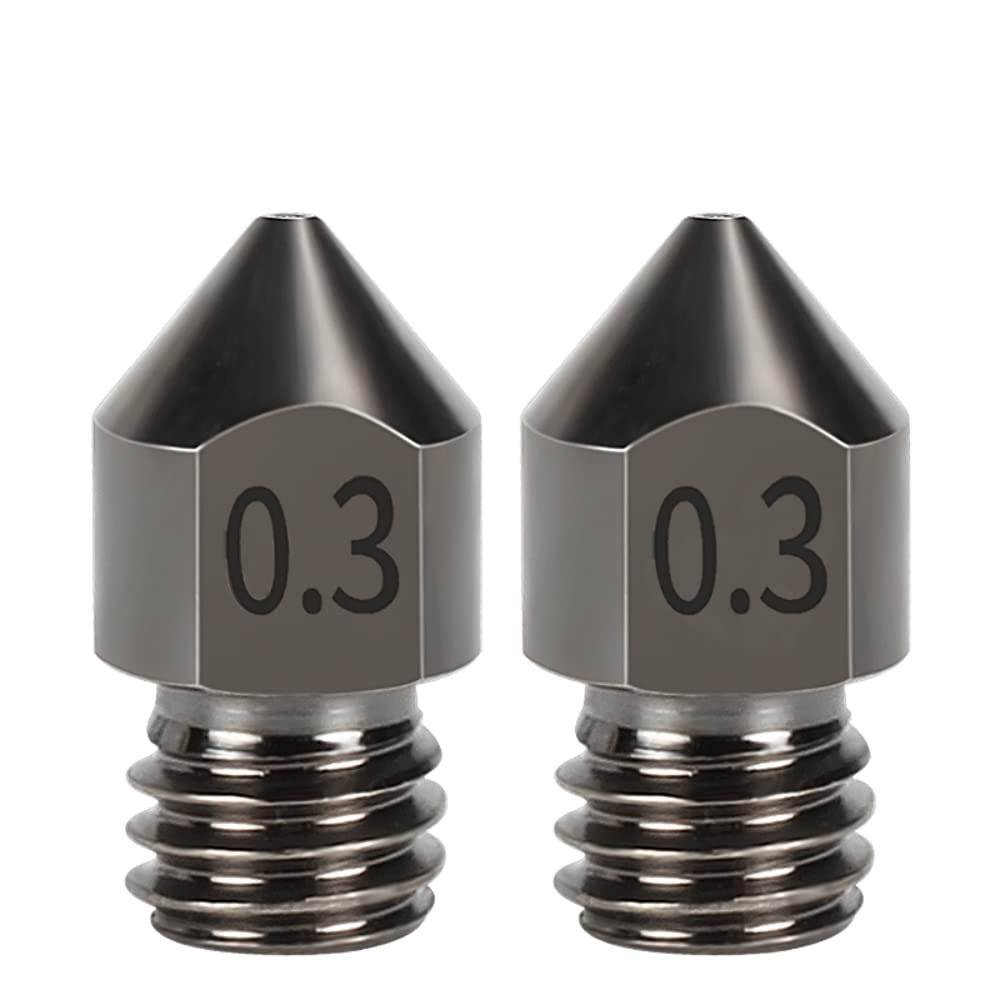 DollaTek 2Pcs MK8 Nozzle Hard Steel 1.75mm Consumables Hardened Steel Wear Resistant - 0.3mm