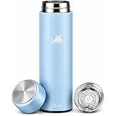 Chandler Stainless Steel Vacuum Bottle 16 OZ – Insulated Travel Bottle for Hot & Cold Coffee, Tea & Beverages – Fits Car Holders – Spill-Free Design - Light Blue