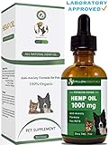 Hemp Oil for Dogs and Cats - 1000 mg / 250 mg - 100% Organic Hemp Extract for Pets - Supports Anxiety Relief, Hips & Joint Pain, Arthritis, Allergy, Seizures, Inflammation, Immune System Aid (1000 mg)