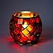 AWEVILIA Handmade Red Orange Mosaic Glass Bowl Candle Holders Votive Tealight Candleholders Home Decor Christmas Party