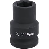 YTKavq 3/4" Drive 19mm Impact Socket- 6-Point Cr-Mo, Heavy Duty Metric | Chrome Molybdenum Steel for Truck &amp; Automotive Repair - Single Socket