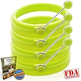 Premium 4 Cooking Silicone Egg Rings By SORELLA | High Quality Nonstick Silicone Rings With Handles | Ideal For Omelets, Burgers, Pancakes, Fried Eggs & More|Thick, Heat Resistant Molds | Bonus Ebook