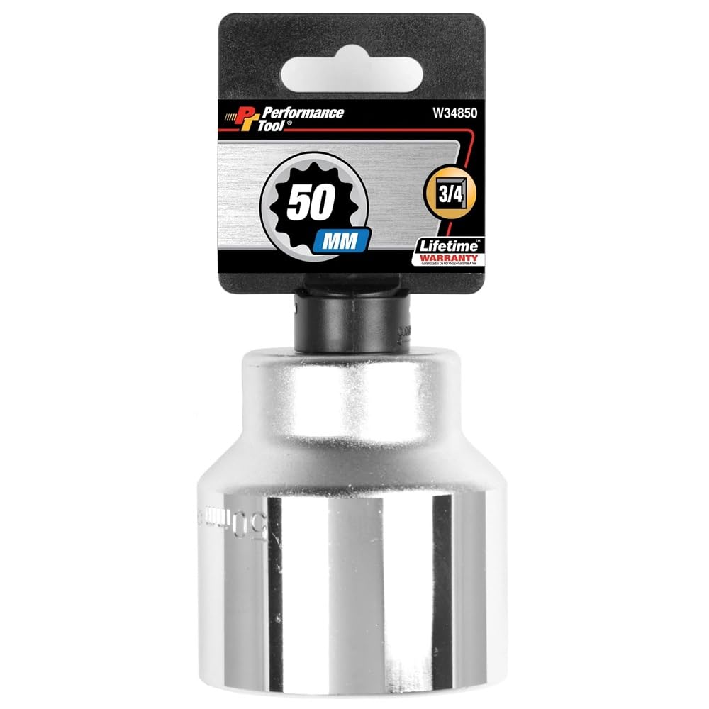 PERFORMANCE TOOL W34850 3/4" Drive 12-Point Standard Socket 50mm
