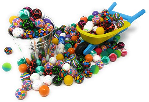 4E's Novelty Mega Bulk Assortment of 250 Bouncy Super Balls Mix for Kids, High Bouncing Swirl Rubber Balls, Great Bounce Party Favor Toys, Carnival Fun Prizes, for Boys and Girls 1"
