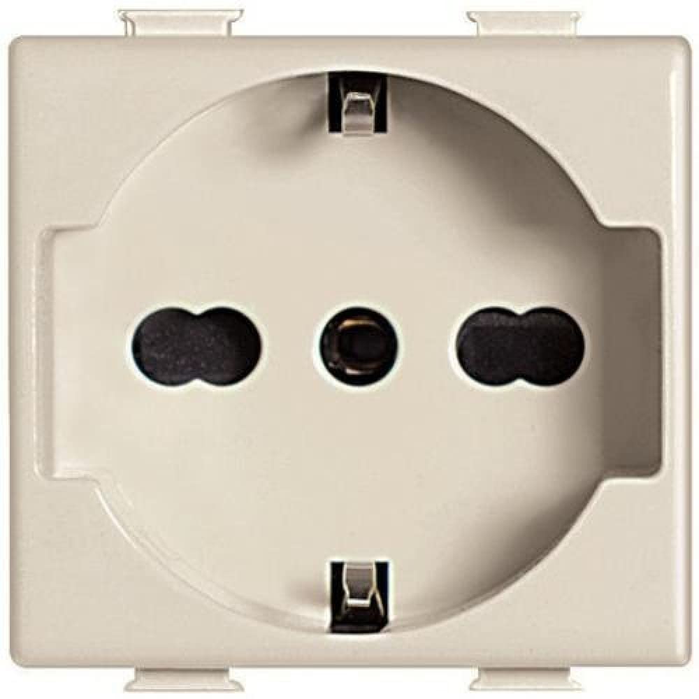 Bticino Matix SA5440/16F Socket, Universal Multi-Purpose Socket, German Standard and Bypass, Works with 10/16A Sockets, Matix Series, Ivory