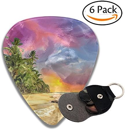 Janvonne Bali Beach Sunset 351 Shape Classic Celluloid Guitar Picks For Guitar Bass - 6 Pack .96mm