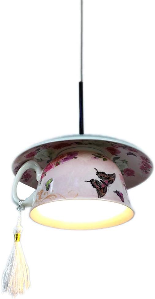 KMYX 1-Light Tea Cup Teapot LED Pendant Light Ceramic Hanglamp Modern Hanging Lamp Home Decor Droplight for Kitchen Living Room Dining Bedroom Ceiling Chandelier