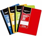 AmazonBasics Wide Ruled Composition Notebook, 100 Sheet, Assorted Solid Colors, 4-Pack