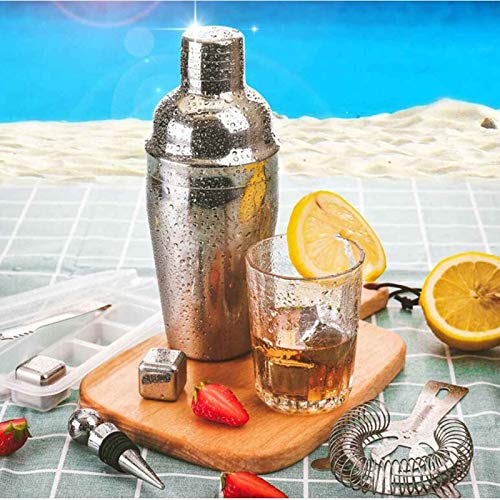 NXYJD 10 stücke Edelstahl Cocktail Shaker Set Barware Kit mit quadratischem Holz Rack für Barkeeper Getränk Partybar… – Bild 6