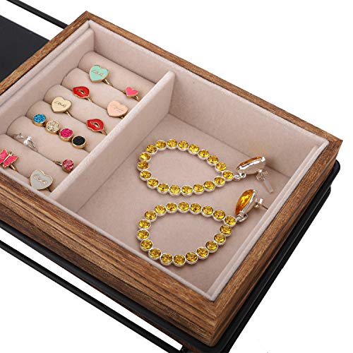 Keebofly Jewelry Organizer Stand Metal & Multifunctional & Large Storage Box, Jewelry Holder for Necklaces Bracelet Earrings Ring (Carbonized Black)