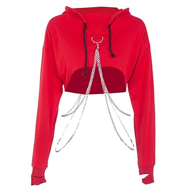 Frauen Oberteile Gotisches Punk Long Sleeve Kapuzenpulli mit Eisenring Plus Größe Vintage Reißverschluss Mantel Ausgehöhlten 